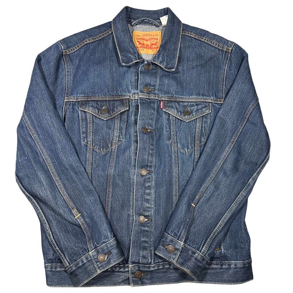 Levi's Type 3 Trucker Jacket Mens Size L Dark Wash Blue Denim 72334 - Picture 1 of 6